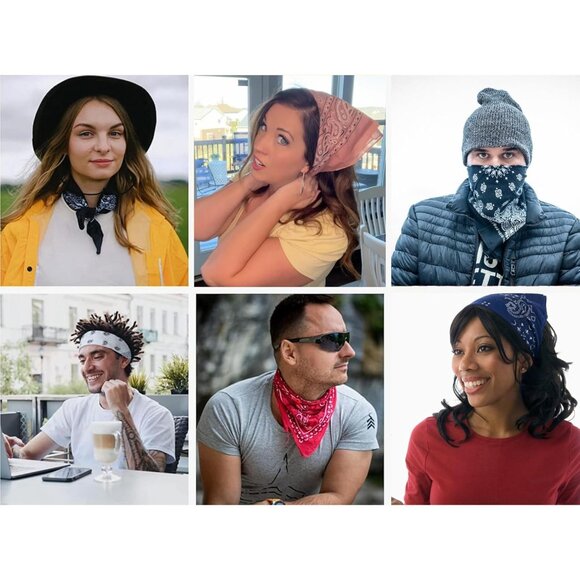 Women's Light Pink Cotton Bandana Large Cowgirl Handkerchief Headband Scarf - Picture 4 of 7